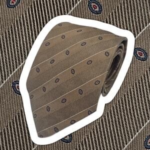 Charles Jourdan Paris Tan Geometric Silk Tie Vintage Italy Designer 59.5"